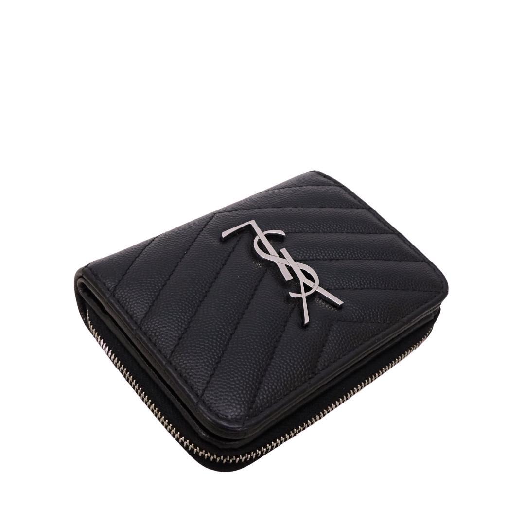 本物 良品 ■サンローラン パリ■Vステッチ マトラッセ カサンドラ 財布