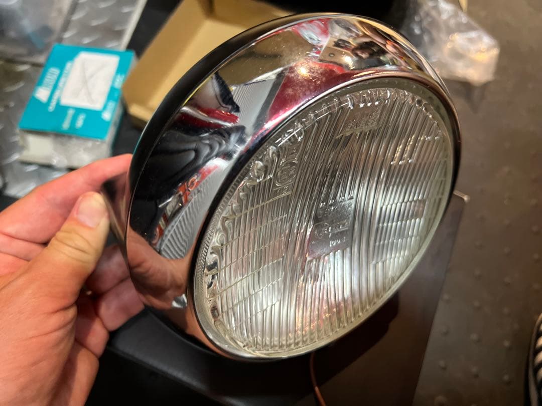 シビエ凹みヘッドライト/CIBIE バイク ヘッドライト ブラックケース