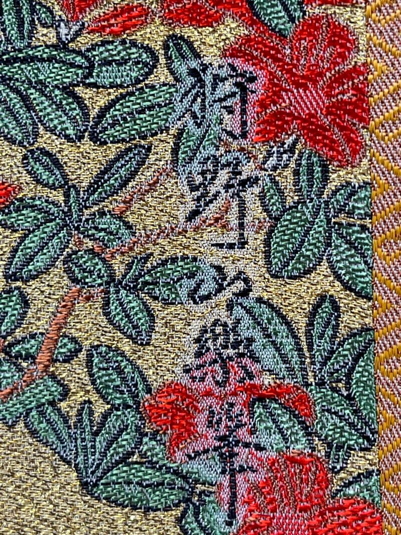 掛軸 狩野山楽「 四季花鳥図、紋織掛軸 」1000