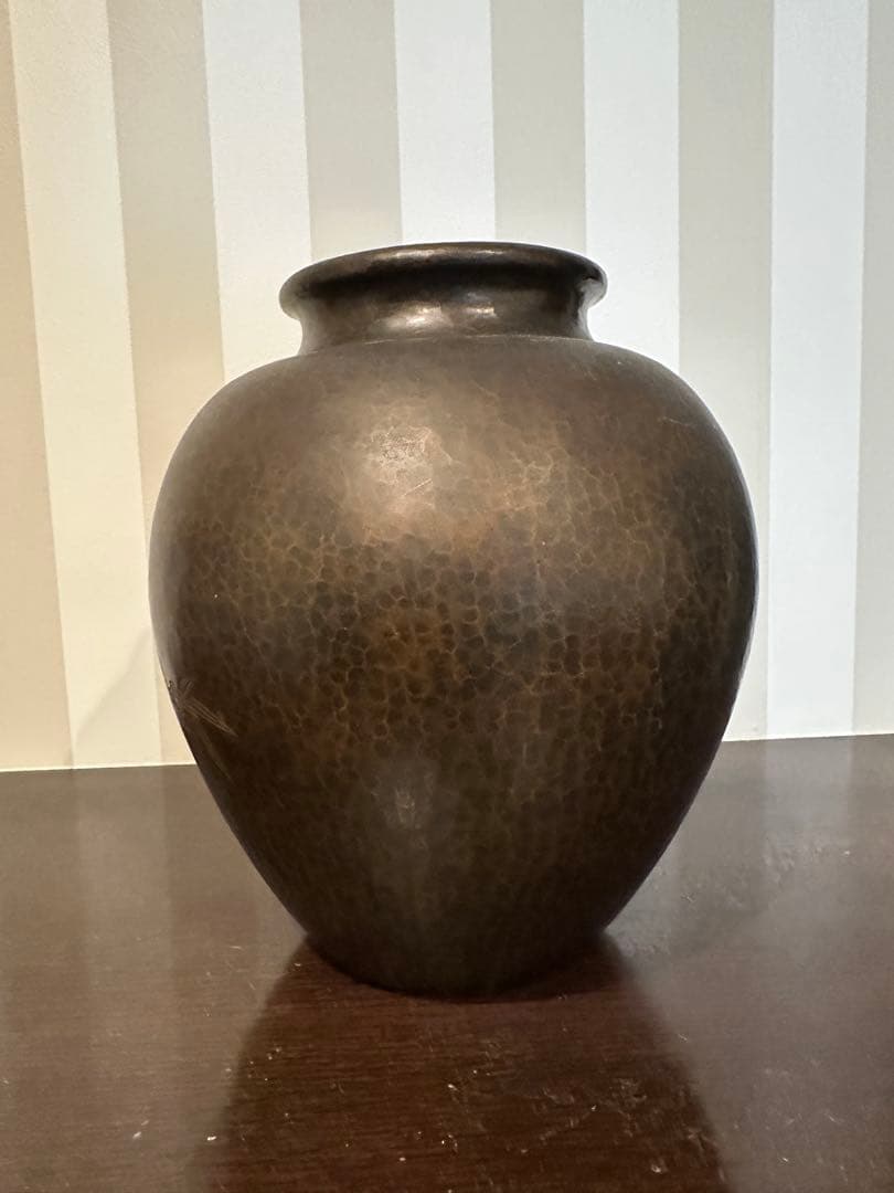 銅製　焼物　縁起物　松竹梅　花瓶　花器　壺　工芸品　置物