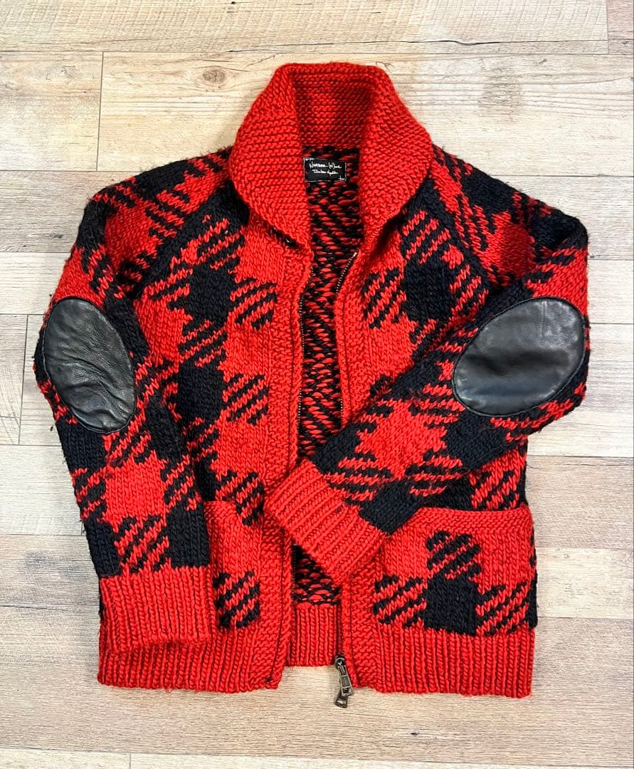 ナンバーナイン08awチェック柄カウチンセーター