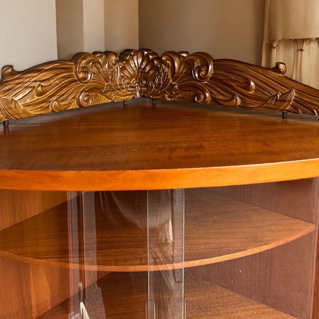 昭和レトロ ミッドセンチュリー 木製コーナーラック 飾り棚 サイドボード