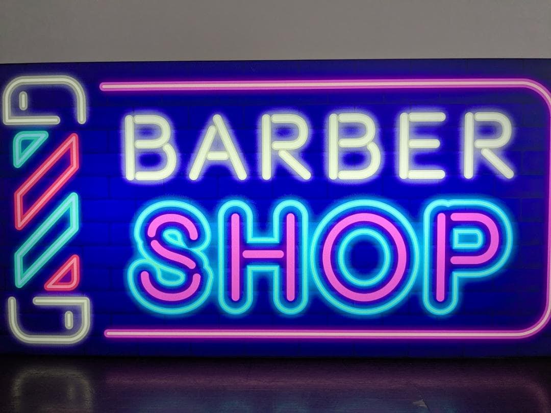 【Lサイズ】バーバー 理容室 ヘアーサロン 照明 看板 置物 雑貨 ライトBOX