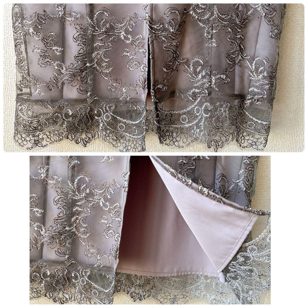 新作✨新品 リルアー ペイズリーパターンドレス 刺繍 レース 結婚式 グレー M