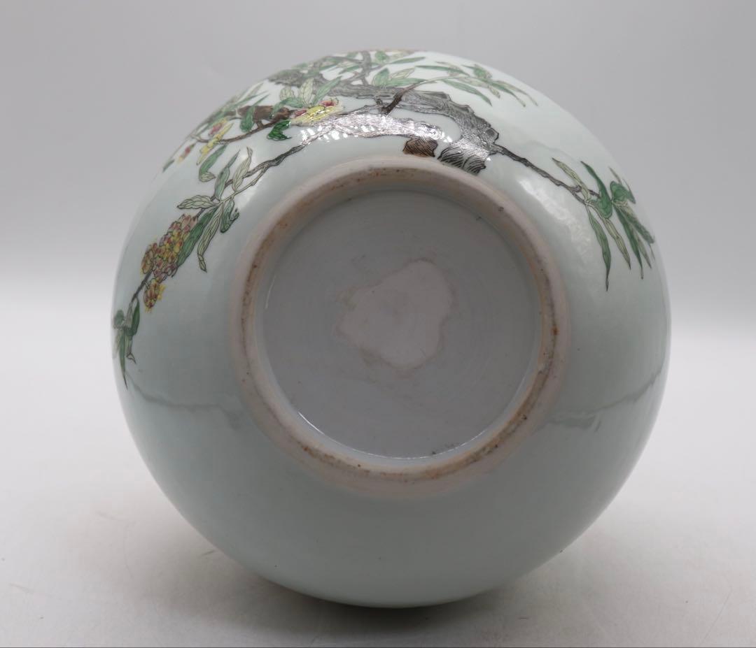 中国　粉彩　桃紋瓶　送料込み260118