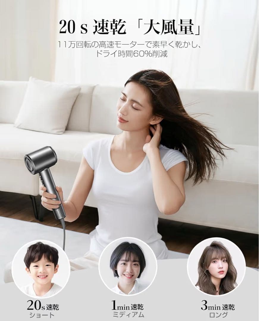 ✳️ ドライヤー　大風量 高速ヘアドライヤー　小型 コンパクト 静音 軽量 旅行