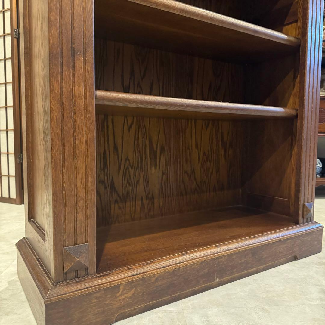 上質な重厚感☆国産旭川家具 EZO 飾り棚 本棚 ナラ材 高さ150cm