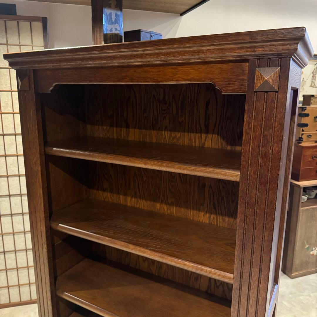 上質な重厚感☆国産旭川家具 EZO 飾り棚 本棚 ナラ材 高さ150cm