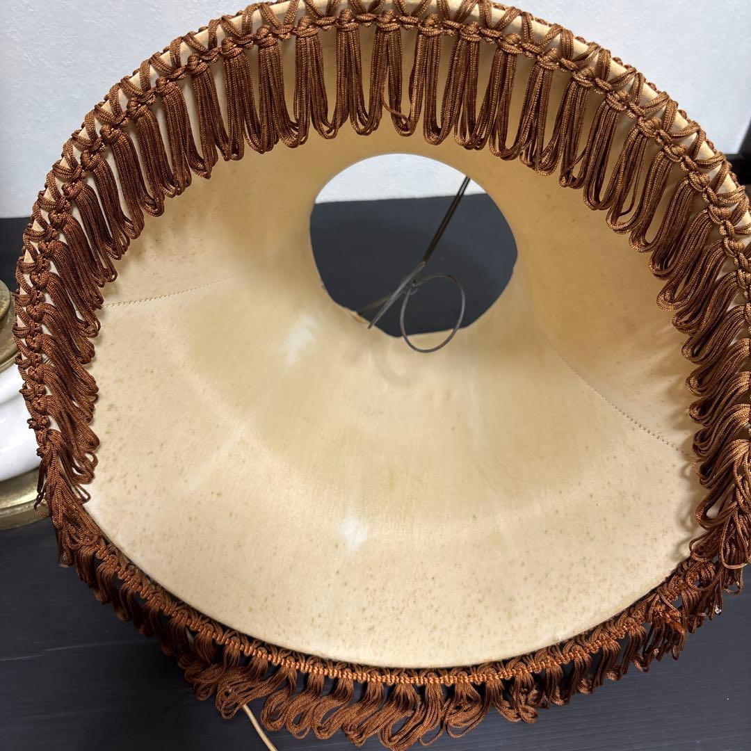 アンティークランプミルク色真鍮大理石