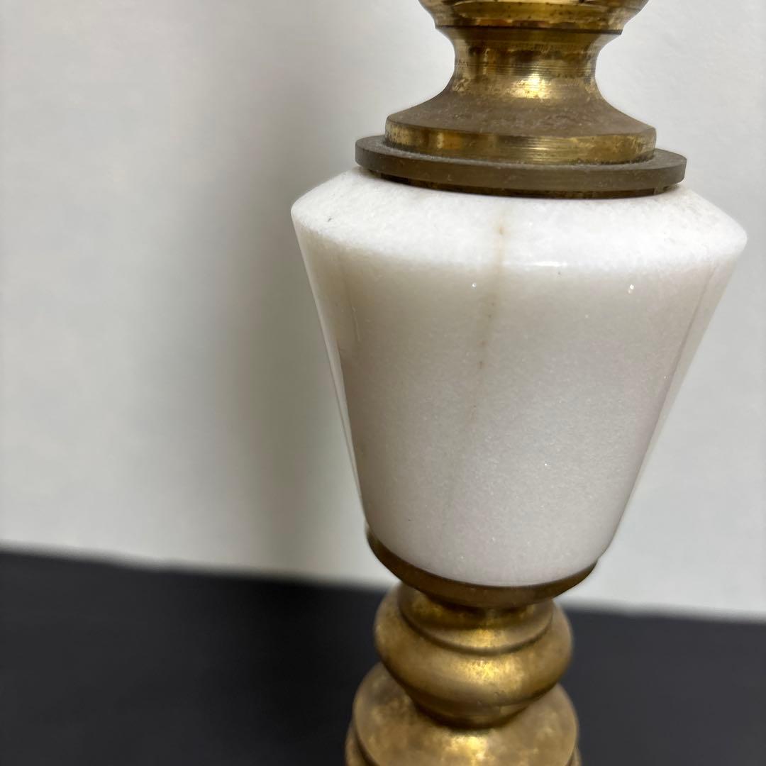 アンティークランプミルク色真鍮大理石