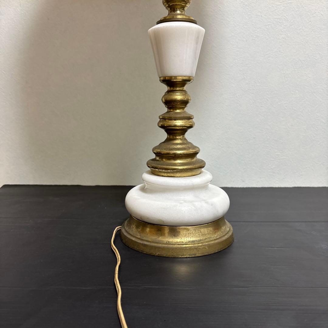 アンティークランプミルク色真鍮大理石