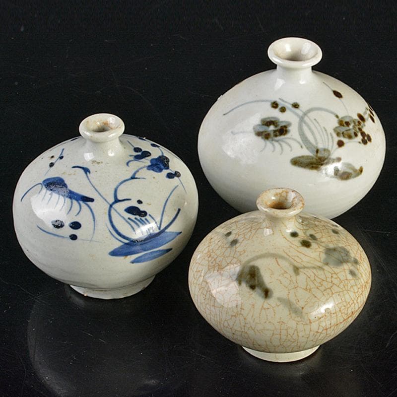 伊万里焼　古伊万里　染付　花文　油壷　小壷　3点まとめて　V　R6859