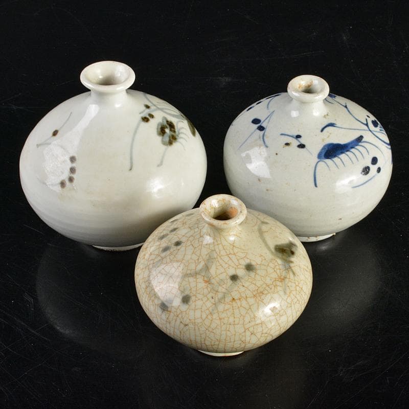 伊万里焼　古伊万里　染付　花文　油壷　小壷　3点まとめて　V　R6859