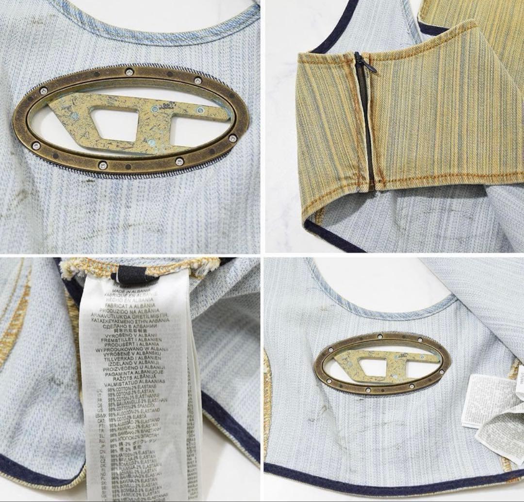 23AW ディーゼル DIESEL メタル Dロゴ 短丈 クロップドデニムトップ