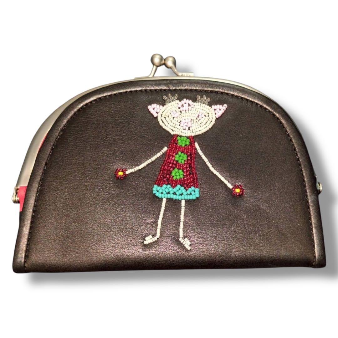 極美品　オレボレブラ アルベロベロ　がま口 札入れ有り 二つ折り財布　黒　レザー