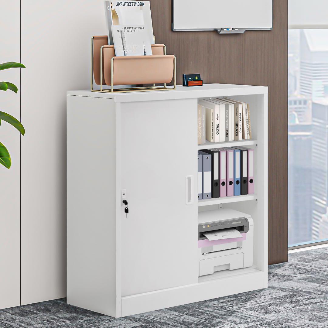 【新品】スチール書庫 引き戸タイプ 棚板可動 業務用収納