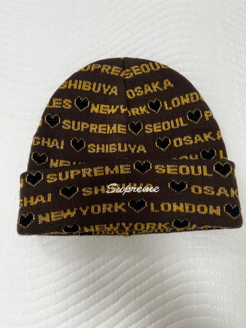 おれSupreme ブラウン ビーニー 都市名プリント