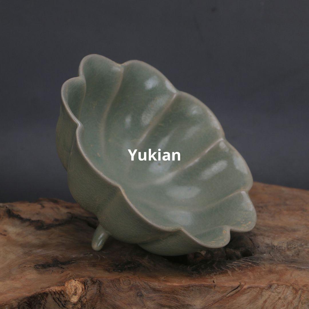 三足葵口蓮華碗 陶磁器 現代工芸品 美術品 装飾品 置物