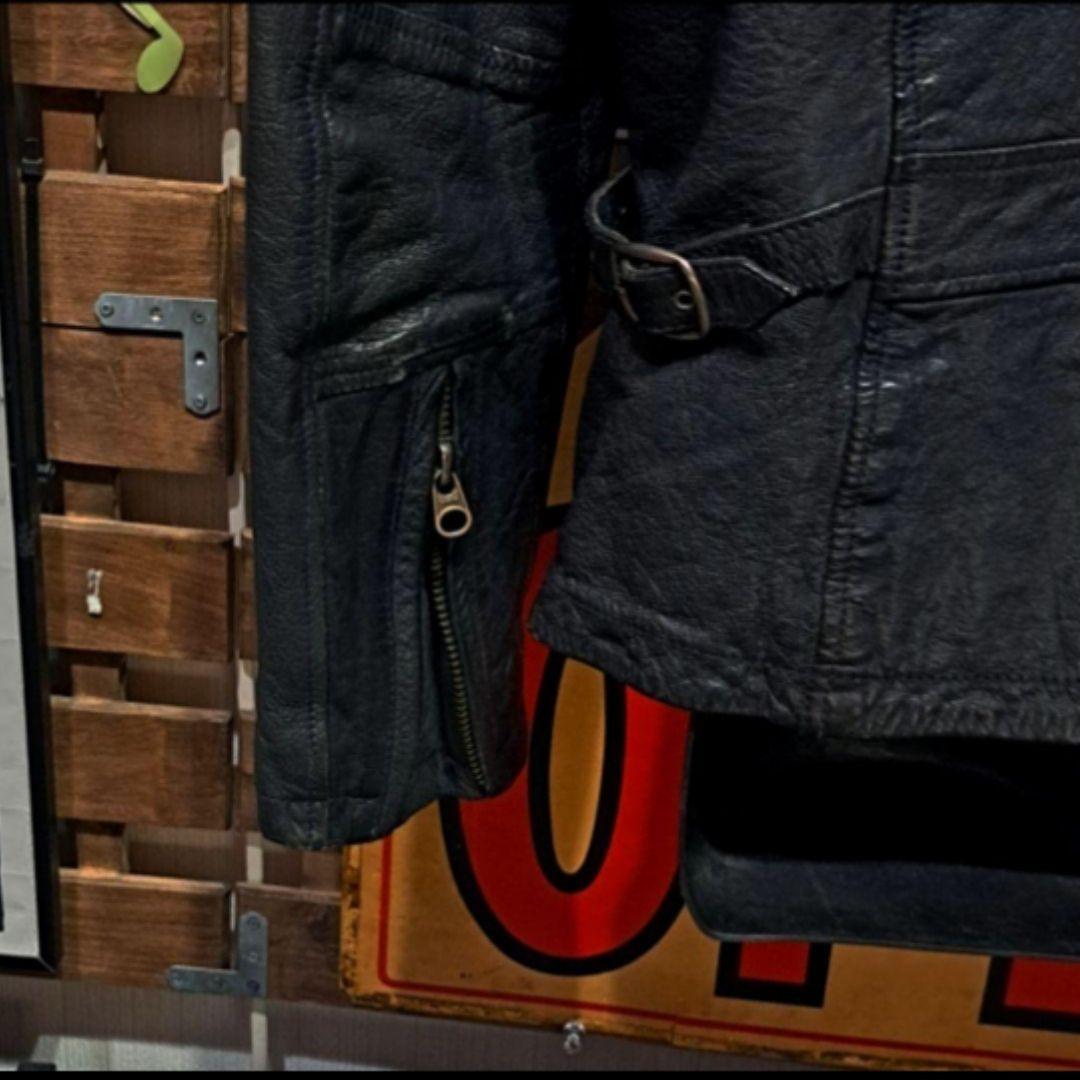 定7万　AVIREX マルチワッペン　ゴートレザー　シングルライダースジャケット