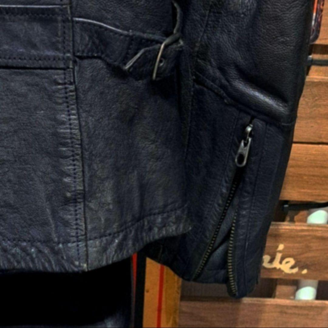 定7万　AVIREX マルチワッペン　ゴートレザー　シングルライダースジャケット