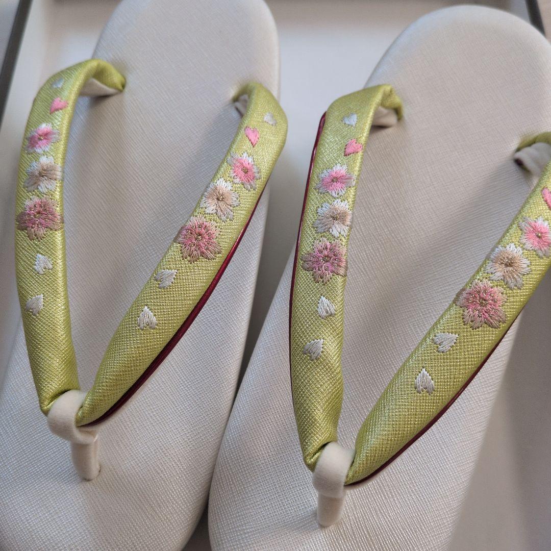 成人式用 草履 バッグセット 桜 若草　25cm