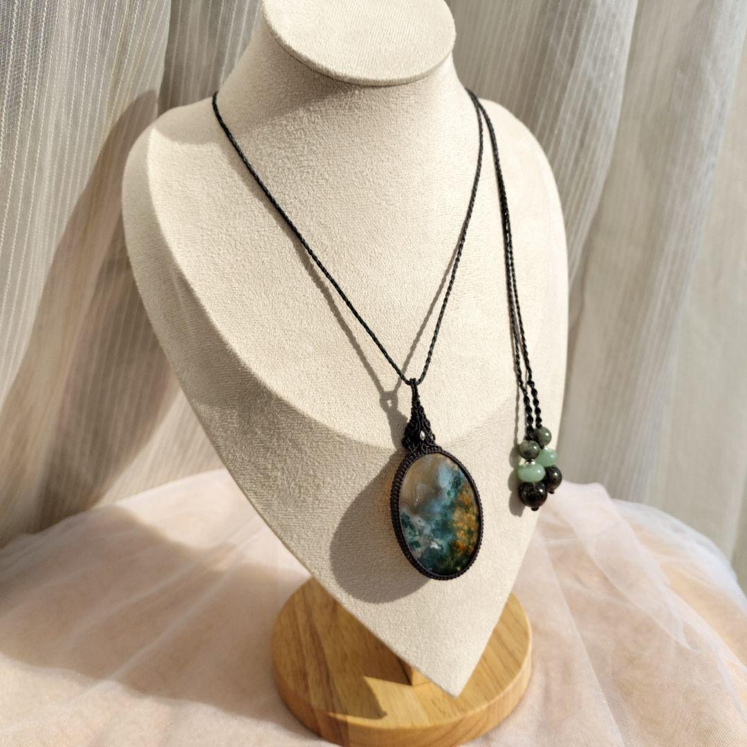 モスアゲート　マクラメ編みネックレス他1点同梱