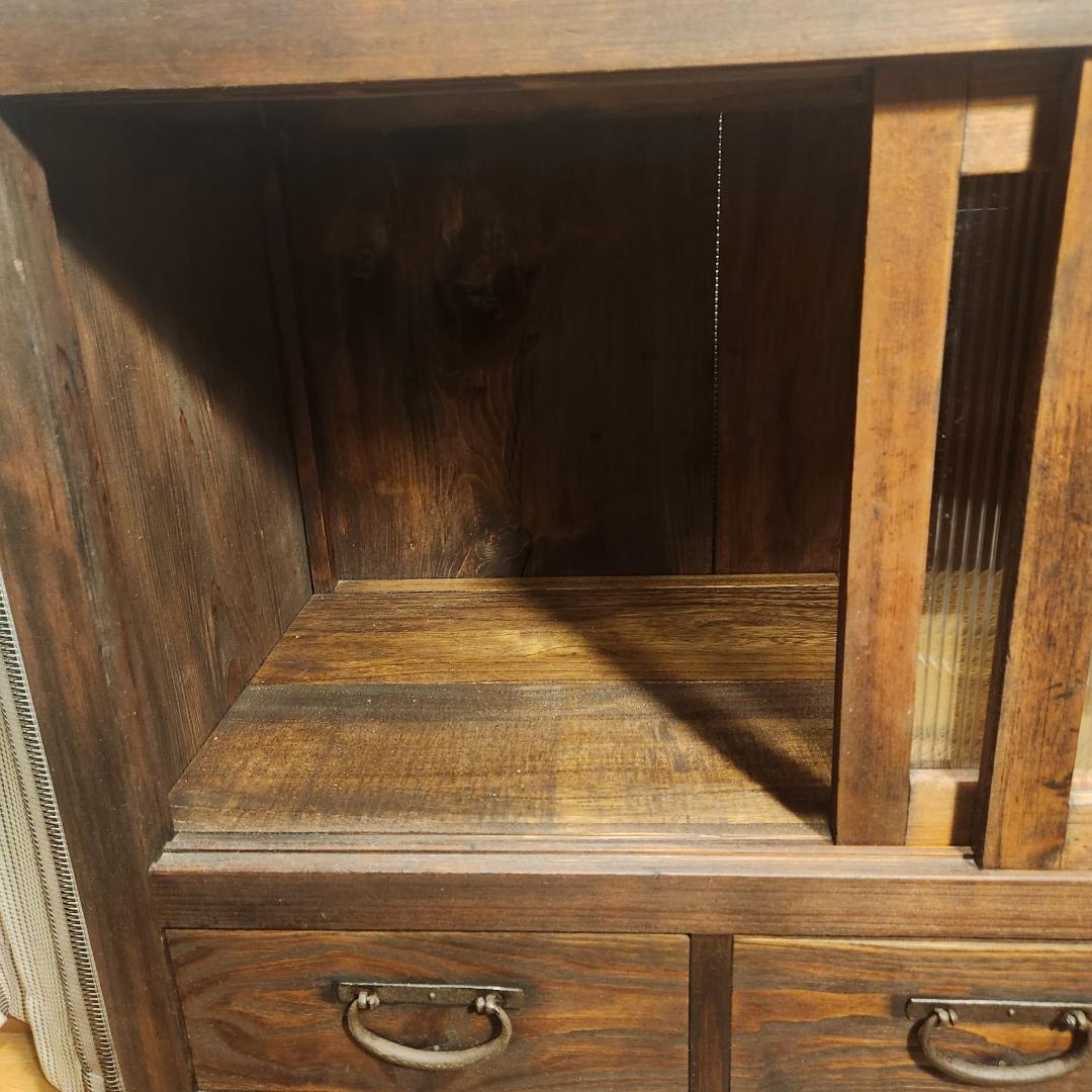昭和レトロ 水屋箪笥 飾り棚 古家具 木製キャビネット 食器棚 時代箪笥