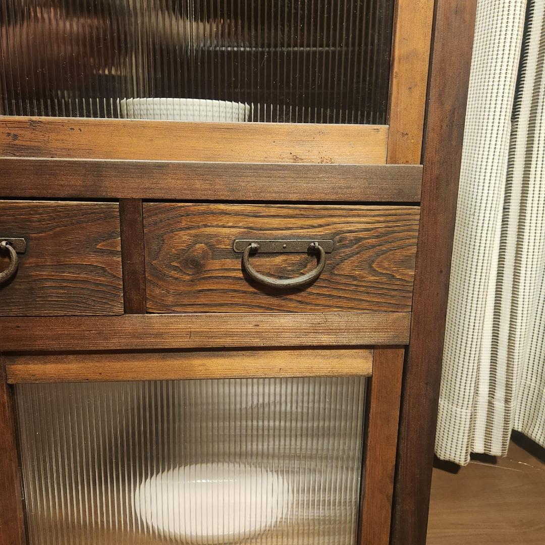 昭和レトロ 水屋箪笥 飾り棚 古家具 木製キャビネット 食器棚 時代箪笥
