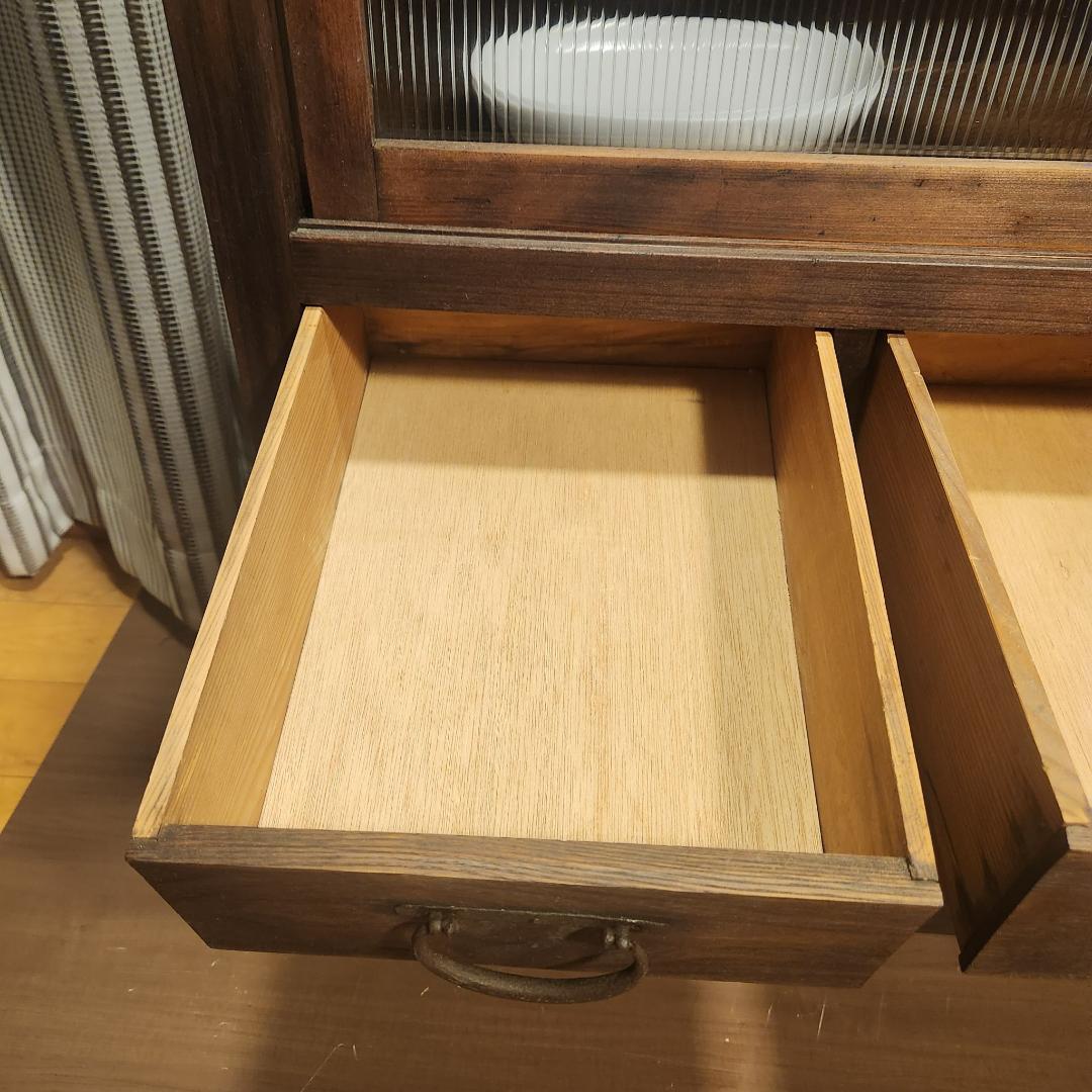 昭和レトロ 水屋箪笥 飾り棚 古家具 木製キャビネット 食器棚 時代箪笥