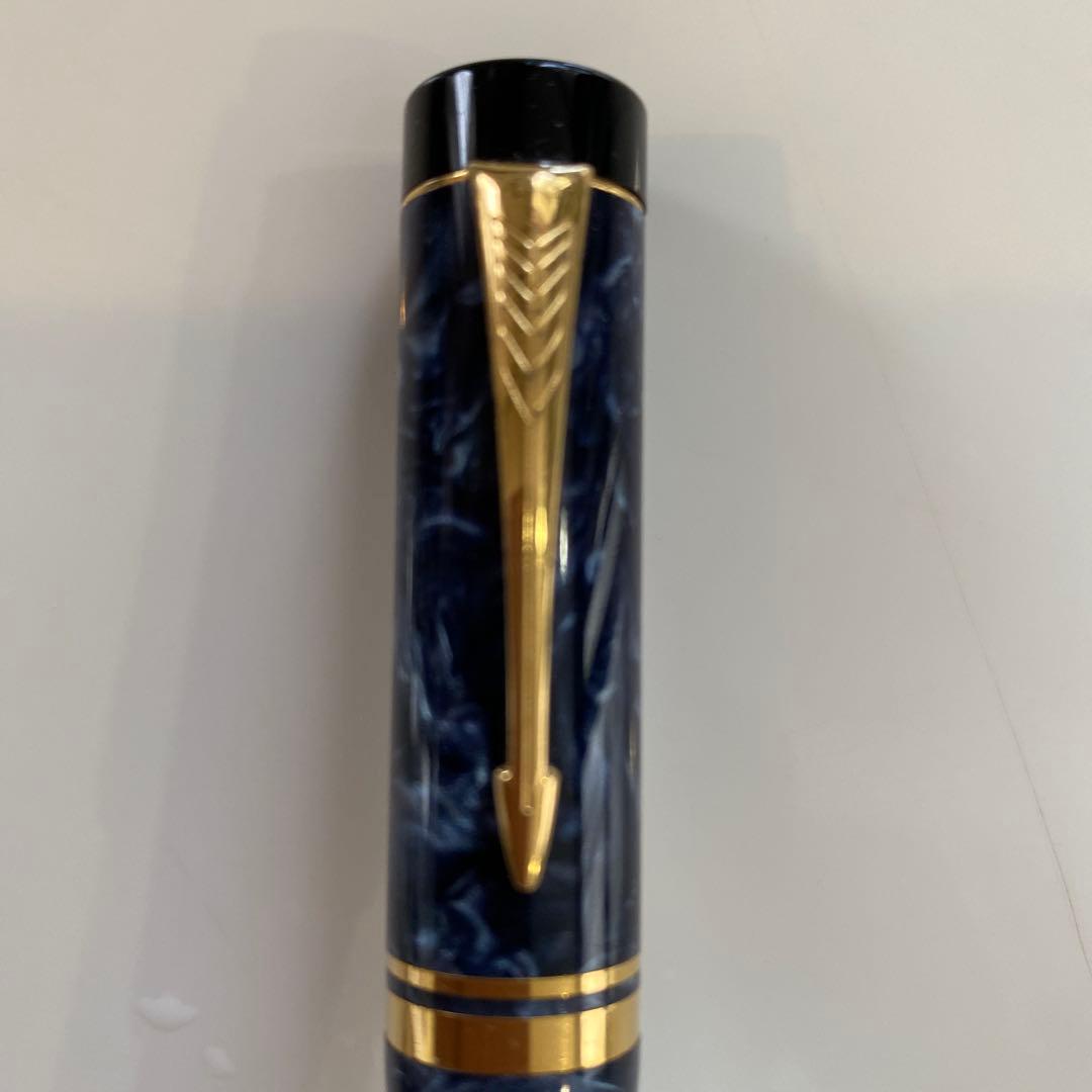 パーカー万年筆 デュオフォールド ブルーマーブル　ペン先18金750F