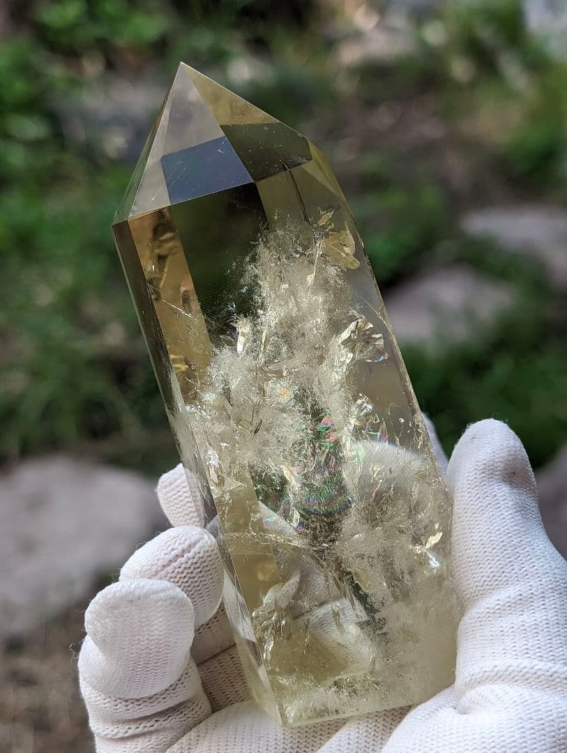 299g 虹　シトリン ポイント クラスター Point 柱 ポイントgi5