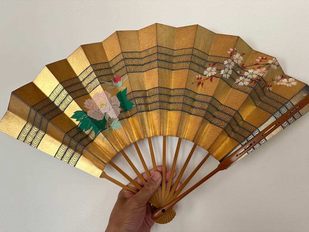 両面装飾有り！　十松屋福井　扇子　御舞扇　京都　金箔　竹　京扇子