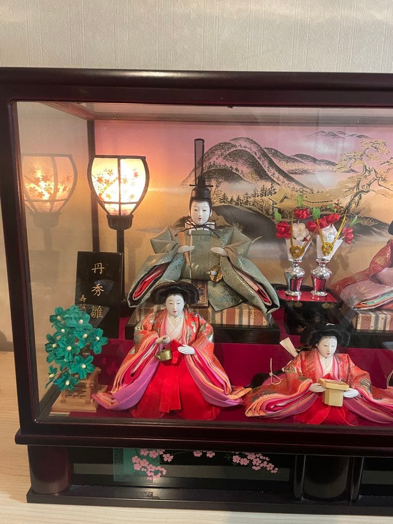 【美品】丹秀雛　極上特製三月雛人形 ケース付き　オルゴール人形小道具付き