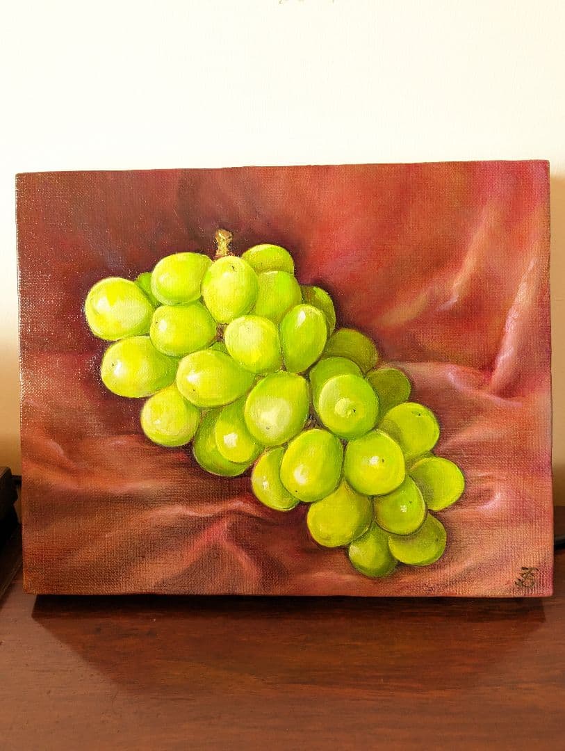 painterTMK作品 シャインマスカット　油絵　静物画　絵画　果物絵画