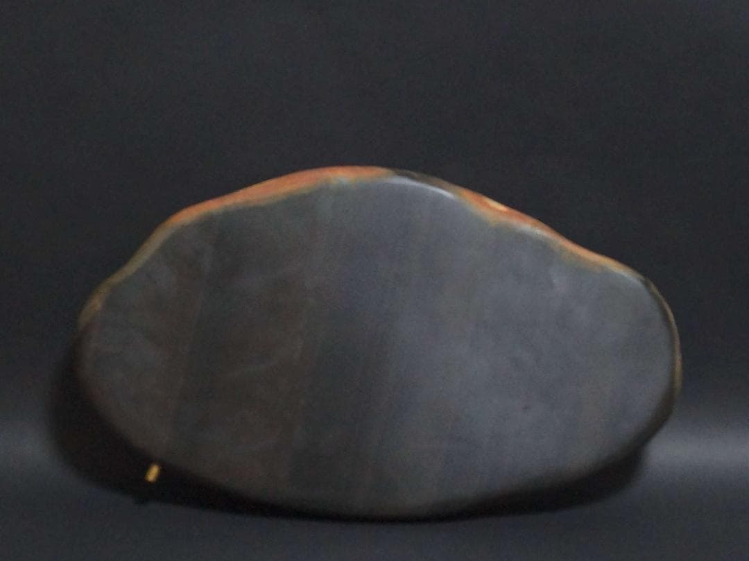 茶道具 歙州石 細工彫り茶道用茶盆 自然の形茶室飾り 美しい石目 長さ42cm