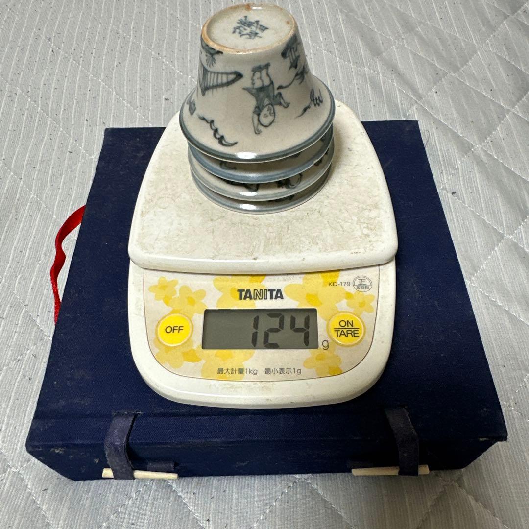 中国古玩唐物煎茶道具成化年製 染付青華 煎茶碗 四客時代物極上品 煎茶用具箱付き