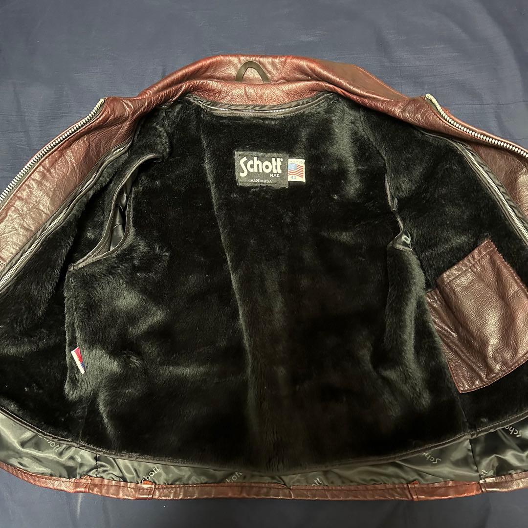 Schott 【L】642 ライダース レザージャケット 40 希少カラー 本革