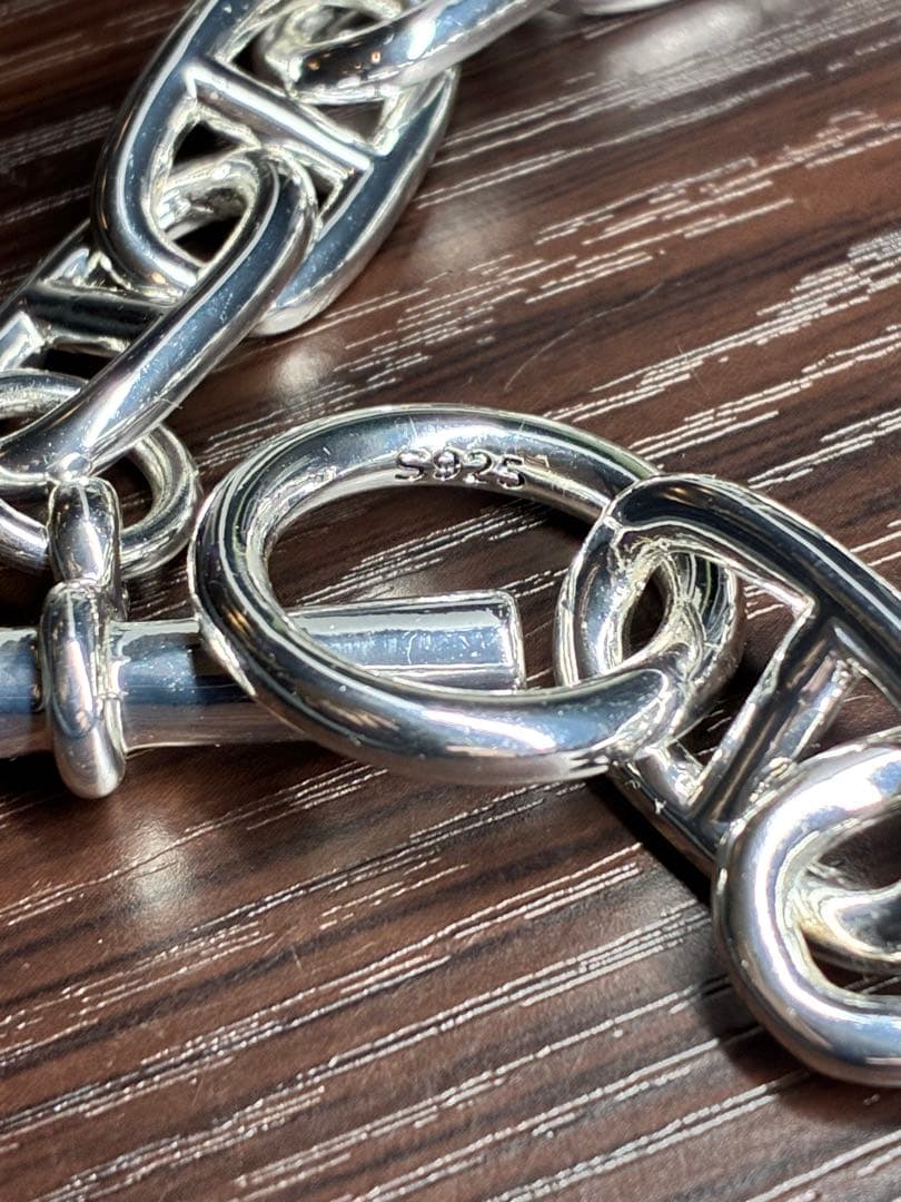 silver925 純銀 アンカーチェーン　ブレスレット　シェーヌダンクル風