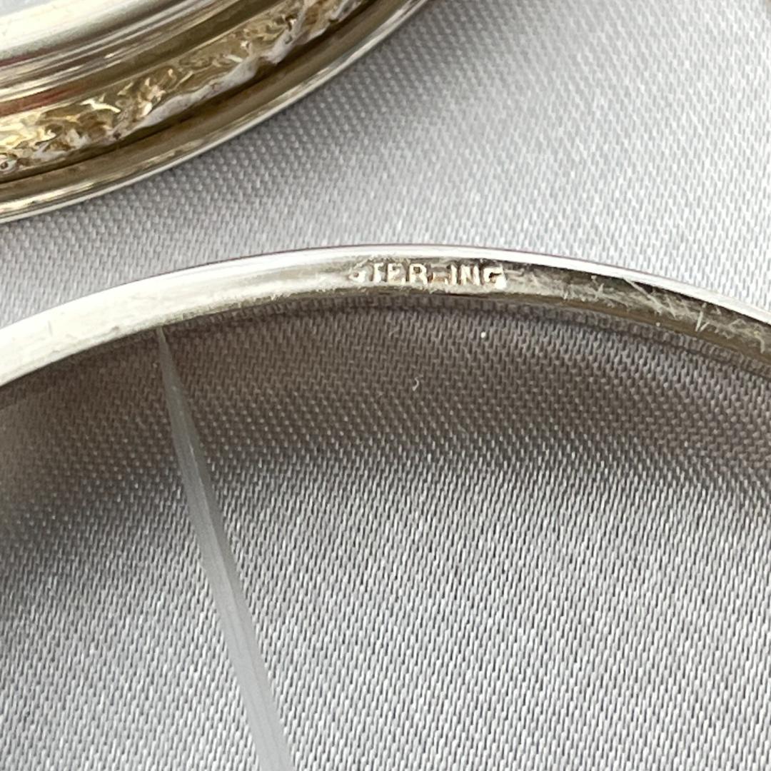 【純銀 / ガラス】フローラルレリーフのワイングラスコースター 8枚