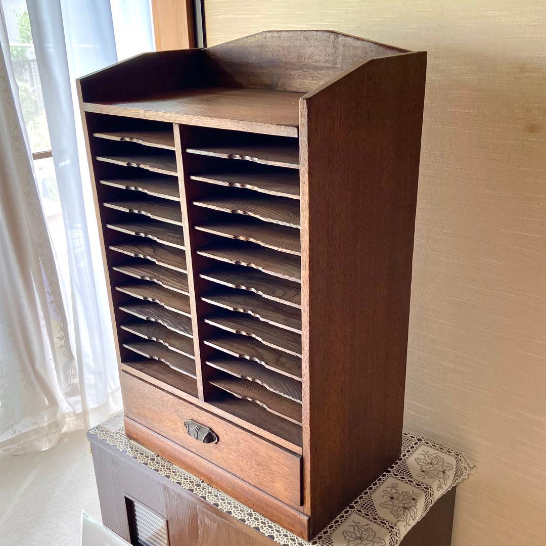 ビンテージ　古道具　木製　カルテ棚　書類棚　店舗什器　戸棚　箪笥　古民具