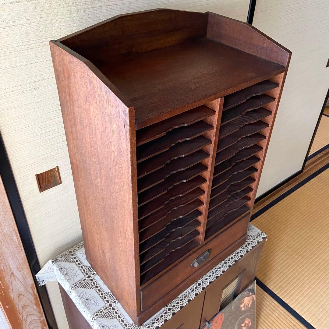 ビンテージ　古道具　木製　カルテ棚　書類棚　店舗什器　戸棚　箪笥　古民具