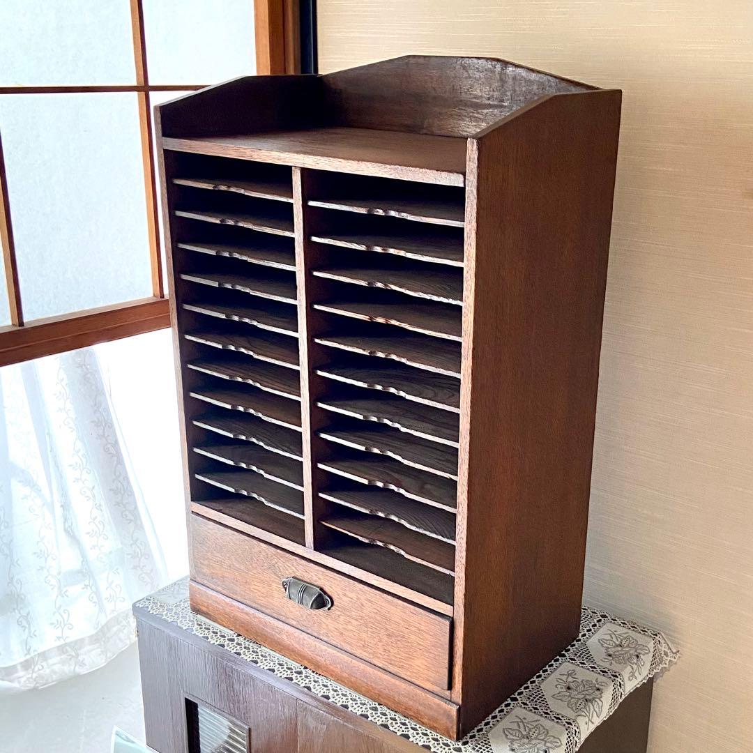 ビンテージ　古道具　木製　カルテ棚　書類棚　店舗什器　戸棚　箪笥　古民具