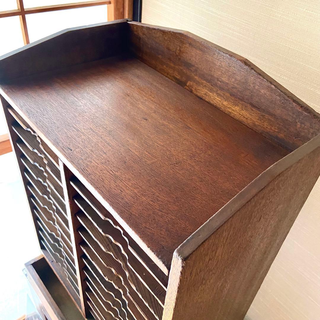 ビンテージ　古道具　木製　カルテ棚　書類棚　店舗什器　戸棚　箪笥　古民具