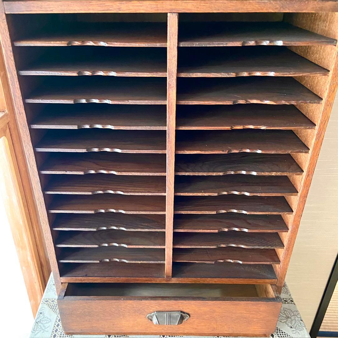 ビンテージ　古道具　木製　カルテ棚　書類棚　店舗什器　戸棚　箪笥　古民具
