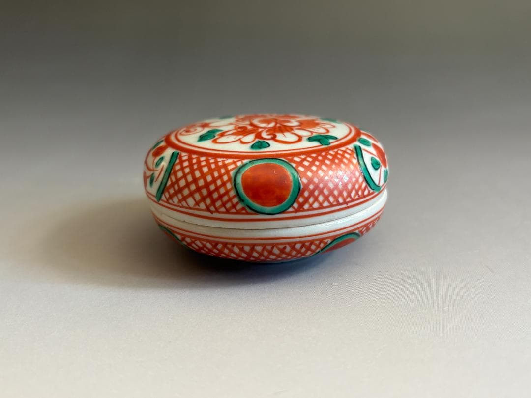 16代永楽善五郎　即全　赤絵花丸香合　而妙斎書付　茶道具　表千家