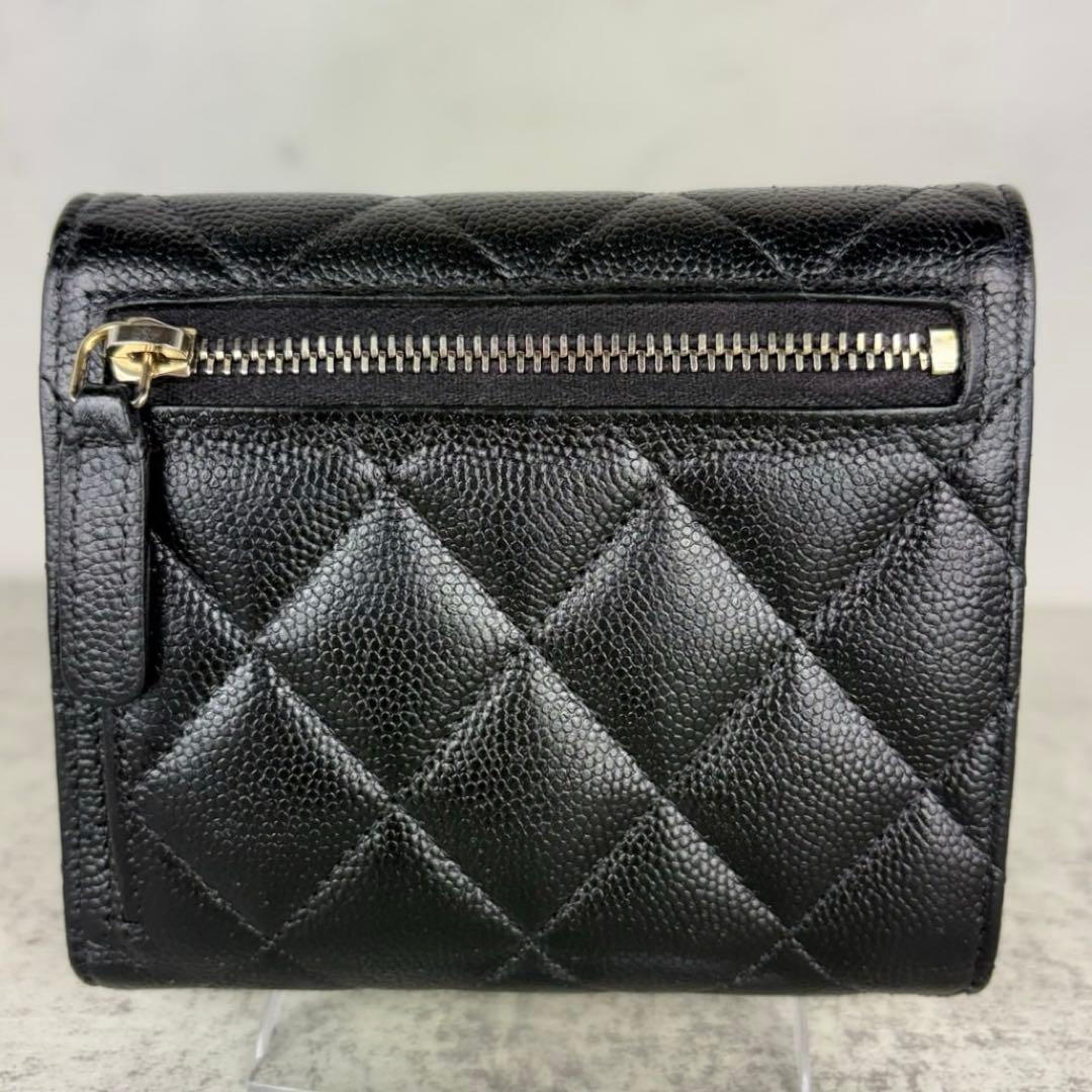 CHANEL キャビアスキン　マトラッセ　三つ折り財布　背面ケース