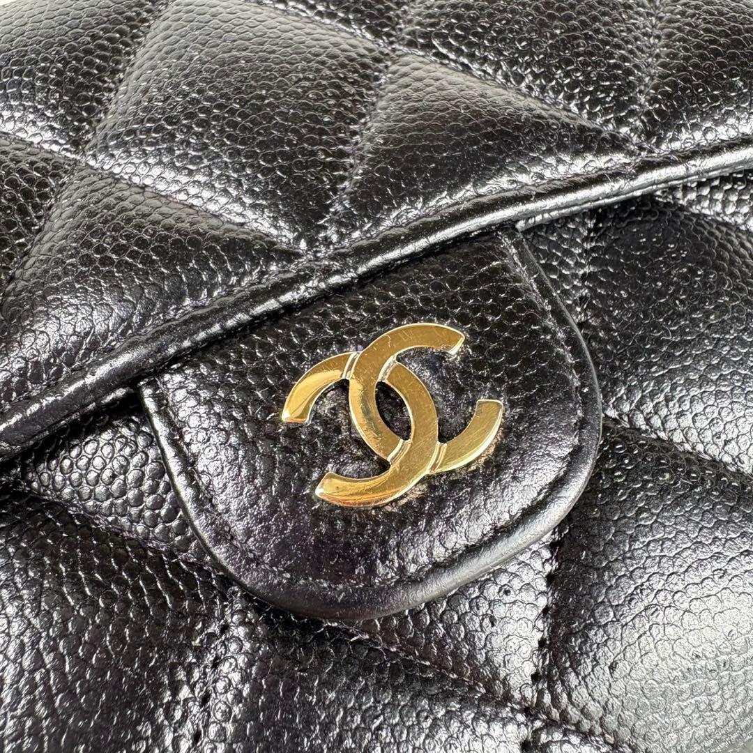 CHANEL キャビアスキン　マトラッセ　三つ折り財布　背面ケース