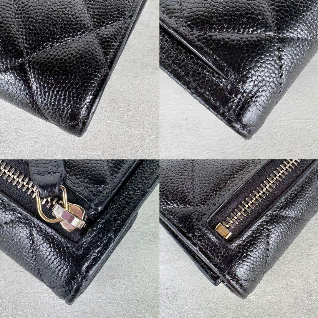 CHANEL キャビアスキン　マトラッセ　三つ折り財布　背面ケース