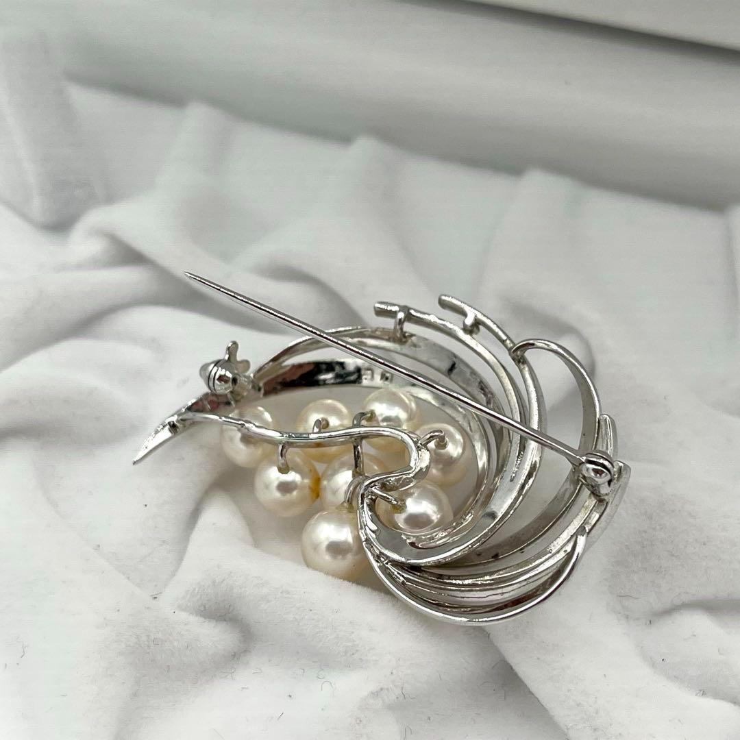 ☆美品☆ミキモト　パール　8珠　ブローチ　シルバー　皇室御用達ブラ