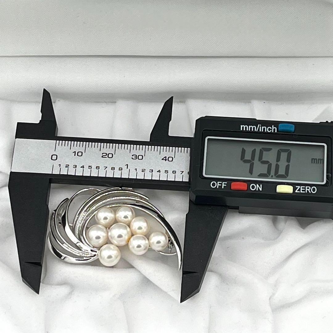 ☆美品☆ミキモト　パール　8珠　ブローチ　シルバー　皇室御用達ブラ